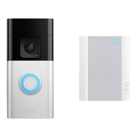 Ring B0BFJNL42P IP-Video-Türsprechanlage Video Doorbell + Chime (2nd Gen) WLAN Nickel (matt), Schwa