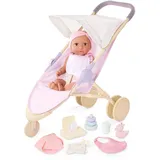 LullaBaby - Baby-Puppe & Jogging-Kinderwagen-Set - 36 cm Realistische Baby-Puppe - Windel & Pflegezubehör Bundle - Pretend Play Spielzeug - Kinder 2 Jahre +