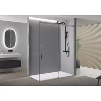 Bernstein BERNSTEIN® Duschkabine mit Schiebetür Soft-Close DX906 FLEX - 8 mm Nano Echtglas - Chrom - Breite wählbar, Breite Schiebetür-Element:160cm, Breite Seitenwand...