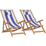 vidaXL Strandstühle 2 St. Klappbar 2 x 60 x 90 cm blau/weiß