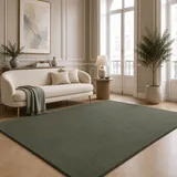 The CarPET Teppich THE CARPET "kuschelig & Super Soft, Anti-Rutsch Unterseite", grün (dunkelgrün), B:300cm H:16mm L:400cm, Polyester, Teppiche, Teppich, Waschbar bis 30 Grad, Felloptik, Wohnzimmer Teppich, Kundenliebling