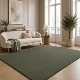 The CarPET Teppich THE CARPET "kuschelig & Super Soft, Anti-Rutsch Unterseite", grün (dunkelgrün), B:300cm H:16mm L:400cm, Polyester, Teppiche, Teppich, Waschbar bis 30 Grad, Felloptik, Wohnzimmer Teppich, Kundenliebling