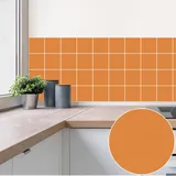 Fliesenaufkleber Orange Küchenrückwand Selbstklebend PVC Klebefliesen Hitzebeständig Mosaikfliesen Wasserdicht Fliesenaufkleber Bad Ölfest Spritzschutz Fliesenfolie 30x30cm/12 Pcs