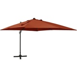vidaXL Ampelschirm mit Mast und LED Terracotta-Rot 300 cm
