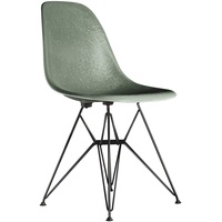 Vitra - Eames Fiberglass Side Chair DSR, basic dark / Eames sea foam green (Filzgleiter basic dark)