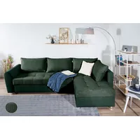 COLLECTION AB Ecksofa, Ecksofa,Bettfunktion,Bettkasten,Bonnelfederkern, Rückenkissen grün