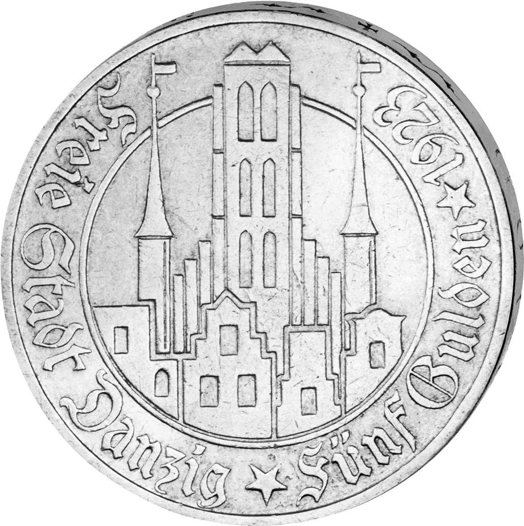 Die 8 Kurs- und Silbermünzen der 1. Danziger Münzserie