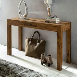 Kadima Design Konsolentisch ``Nako``: Landhausstil, Schublade, Sheeshamholz, 40 cm Tiefe, vielseitig einsetzbar. Braun, 120x40x70 cm