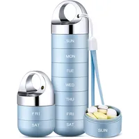 Tablettenbox 7 Tage aus Aluminium Pillendose Morgens Abends Medikamentenbox Pillenbox Tabletten-Organizer für Reiseapotheke Stapelbare Täglicher Medikamentenspender für Unterwegs Zuhause (A)