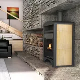 HS FLAMINGO Kaminofen AQUAFLAM VARIO BARMA 11/7 kW - Ahorn - Grau/Beige/Rot