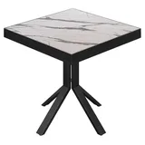 BE | Bistro Tisch | 80 x 80 x 77 cm | Quadratisch | Schwarz Rand | Weiß Marmo...