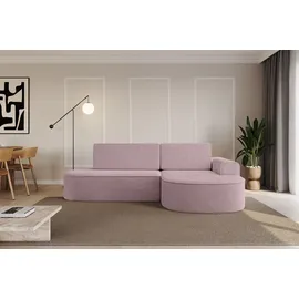altdecor Eckcouch Cord mit Schlaffunktion 2-Sitzer Rosa