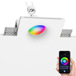 ledscom.de LED Gips Einbaustrahler GIEDI DIY, inkl. Smart Home RGBW GU10 LED Lampe, 5,41W, 473lm