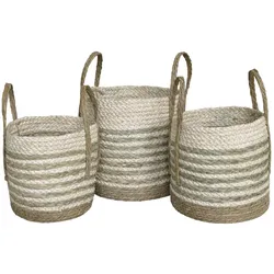 Chic Antique Korbset aus getrocknetem Gras, 3er Set