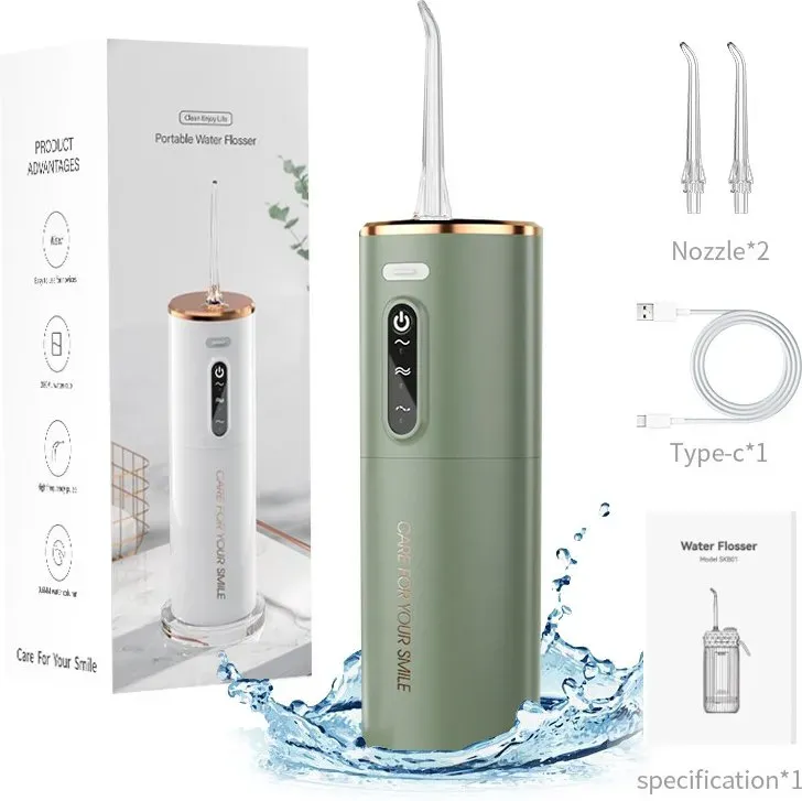 Rushi R-B31 elektrische Munddusche, 280 ml Wassertank, 1200 mAh Akku, grün