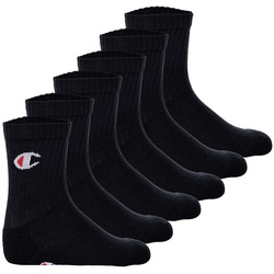 Champion Kinder Socken, 6er Pack - Crew Socken, einfarbig Schwarz 27-30
