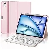 IVEOPPE Tastatur iPad Air 6. Generation, iPad Air 11" Hülle mit Tastatur 2024, Magnetisch Abnehmbare Bluetooth QWERTZ Tastatur für iPad Air 6 11 Zoll 2024, Rosa