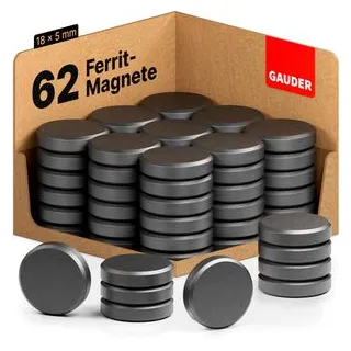 Gauder Magnete Ferrit, schwarz, Ø 18 mm, Höhe 5 mm, 62 Stück