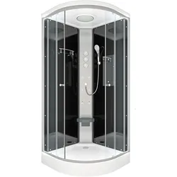 AcquaVapore Komplettdusche D10-03T1 – Komplettkabine in Schwarz, 80x80 cm