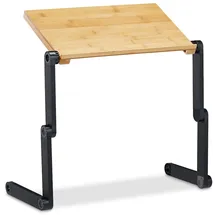 Relaxdays Laptop Ständer Bambus Aluminium, 15 Zoll Laptoptisch, Betttisch höhenverstellbar, HBT 47,5 x 60 x 26 cm, natur