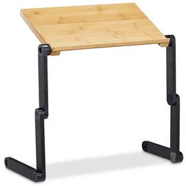 Relaxdays Laptop Ständer Bambus Aluminium, 15 Zoll Laptoptisch, Betttisch höhenverstellbar, HBT 47,5 x 60 x 26 cm, natur