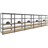 Proregal Mega Deal 5x Schwerlastregal Taurus HxBxT 180 x 120 x 60 cm Fachlast 175 kg Schwarz
