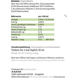 Xaxx HC Aloe Vera Drinking Gel mit Honig & Vitamin C 1 Liter