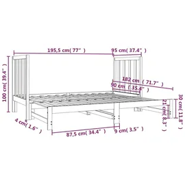 vidaXL Tagesbett Ausziehbar 2x(90x190) cm Massivholz Kiefer1386909