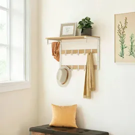 VASAGLE Wandgarderobe 65 x 42 x 30 cm Weiß/Eiche