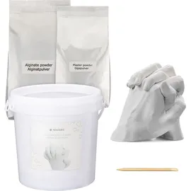 Navaris 3D Abformset Gips Familie Hände Handabdruck Fußabdruck weiß
