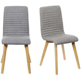 Home Affaire 4-Fußstuhl Arosa Esszimmerstuhl, Polsterstuhl, Küchenstuhl, Speisestuhl, Essstuhl (Set, 2 St), 2er-Set, Beine aus Massivholz Eiche oder Buche, mit gestepptem Stoff grau