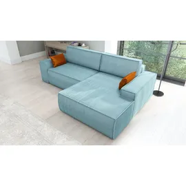A&J MöbelLand Eckcouch mit Schlaffunktion 2-Sitzer Blau