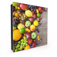 Primedeco Schlüsselkasten Dekor-Schlüsselkasten, Magnetpinnwand und Memoboard mit Glasfront Motiv Obst und Gemüse auf Holz