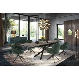 Riess-Ambiente Stuhl EUPHORIA dunkelgrün Samt mit Armlehne Metallgestell schwarz