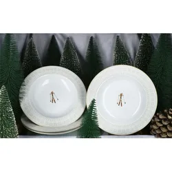 4er Set Chalet Suppenteller 150ml Porzellan 4 Personen tiefe Teller Ski Winter