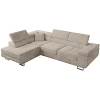 bromarkt Ecksofa, ANTON Schlaffunktion Bettkasten L-Form 275x202x90cm Beige, - Beige