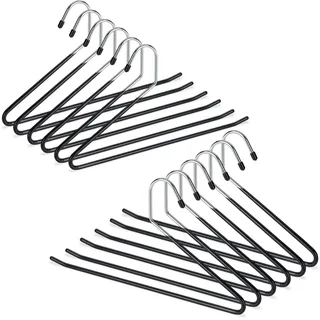 Relaxdays Set, rutschfest, Kleiderbügel für Hosen, gummiert aus Metall, platzsparend, 18 cm, schwarz