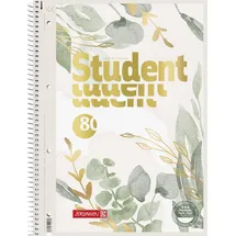 Brunnen 106792723 Collegeblock Premium Student „Bloom“, A4, Lineatur 27, 80 Blatt