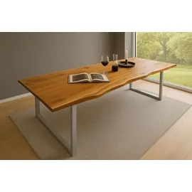 Sam Esstisch Baumkante massiv Akazie natur 280 x 100 silber QUINN