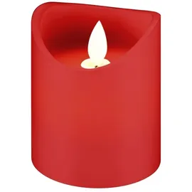 AccuCell 4er Set LED-Echtwachs-Kerzen in rot, Deko ideal für Advent, Adventskranz und Weihnachten
