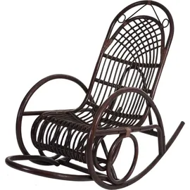 Mendler Schaukelstuhl HWC-C40 Rattansessel 58 x 110 x 58 cm Braun mit Kissen