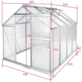 Tectake Gewächshaus Alu HKP 4 mm 4,41 m2 inkl. Fundament