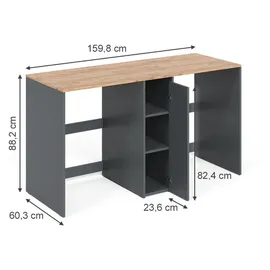 Vicco Waschmaschinenschrank Viktor 159,8 x 88,2 cm Anthrazit/Goldkraft Eiche