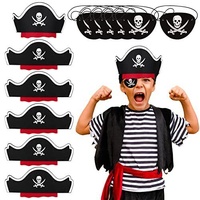 12 St Piraten Zubehör Set 6 pcs Piratenhut Kinder 6 pcs Augenklappe Pirat Fi...