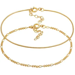 Elli Armkettchen 2er Set Figaro Rund 925 Silber goldfarben Damen 