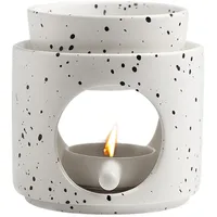 Duftlampe aus Keramik mit Teelichthalter, Duftlampe für Atherische Ole Abnehmbare Teelichthalter, Abnehmbare Schale Räucherstövchen, Stövchen für ätherische Öle, Duftöl und Duftwachs, Weiß