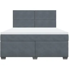 vidaXL Boxspringbett mit Matratze Dunkelgrau 180x200 cm Samt