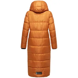 Navahoo Damen, Wintermantel Warmer Steppmantel extralang mit Kapuze Waffelchen Rusty Cinnamon Gr. M - M