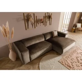 MASSIVMOEBEL24.DE Ecksofa, 304x164x69 Ottomane rechts Cord taupe VALENCIA