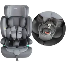XOMAX Kindersitz ISOFIX I mitwachsend I 9-36 kg, 15 Monate - 12 Jahre, Gruppe 1/2/3 I 5-Punkt-Gurt und 3-Punkt-Gurt I Bezug abnehmbar und waschbar I ECE R129 I anthrazit-grau